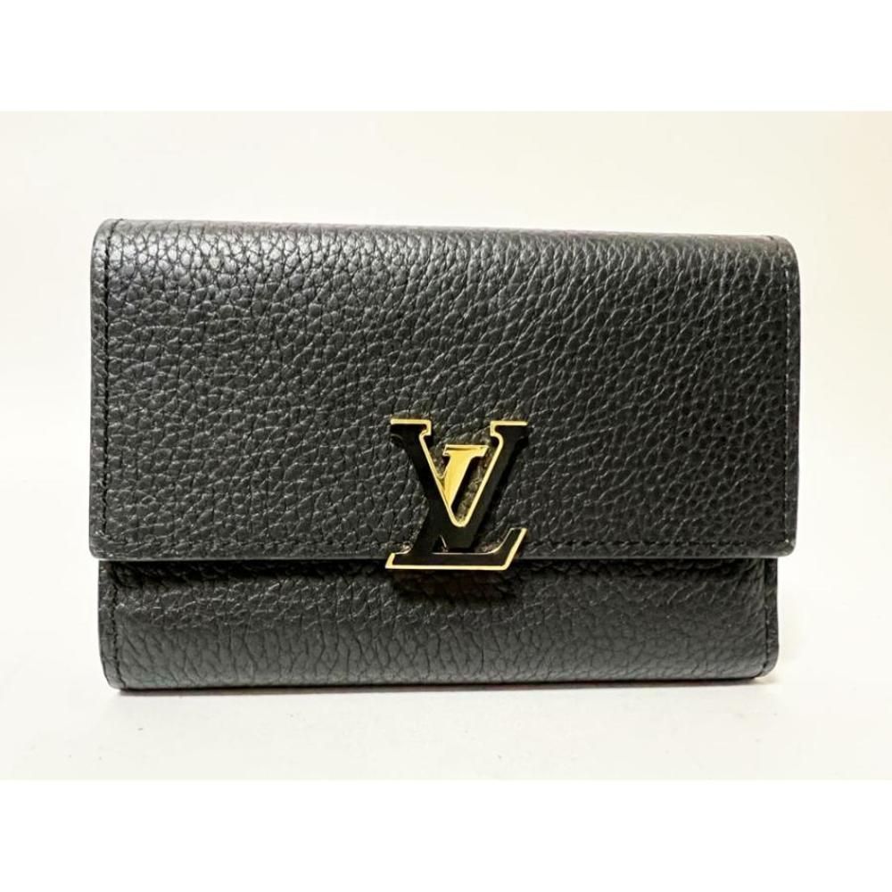 Louis Vuitton Portefeuille Capucines Compact Trifold Wallet Noir Leopard